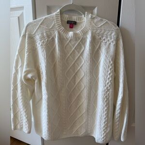 NWOT Vince Camuto Ivory Cable Knit Crewneck Sweater